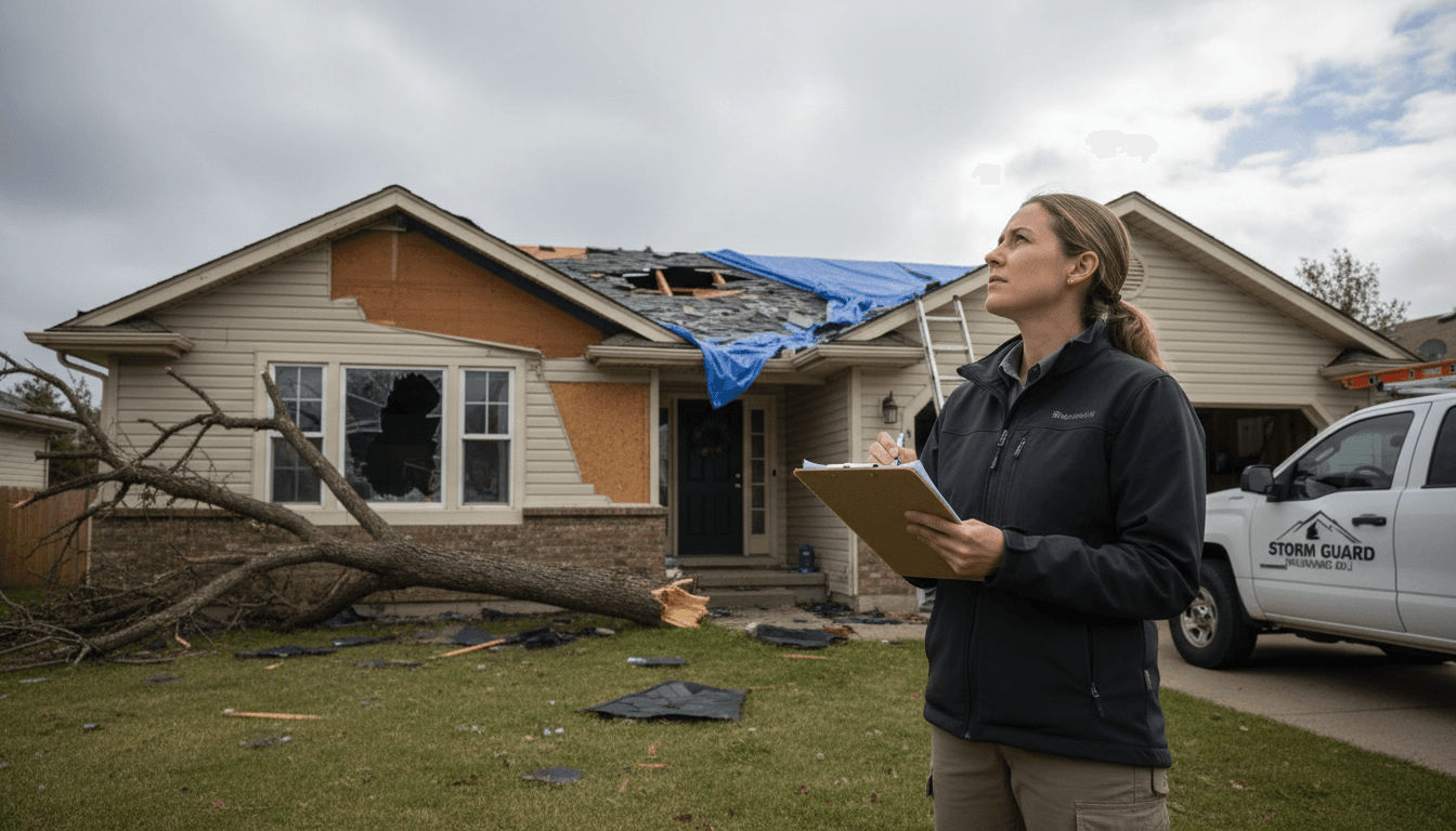 Certified insurance adjuster conducting a thorough damage assessment on a residential property